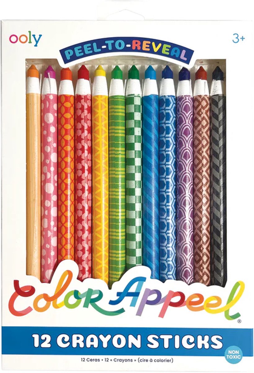 Ooly - crayons de couleur pomme - 12 crayons avec papier pelable
