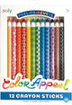 Ooly - crayons de couleur pomme - 12 crayons avec papier pelable