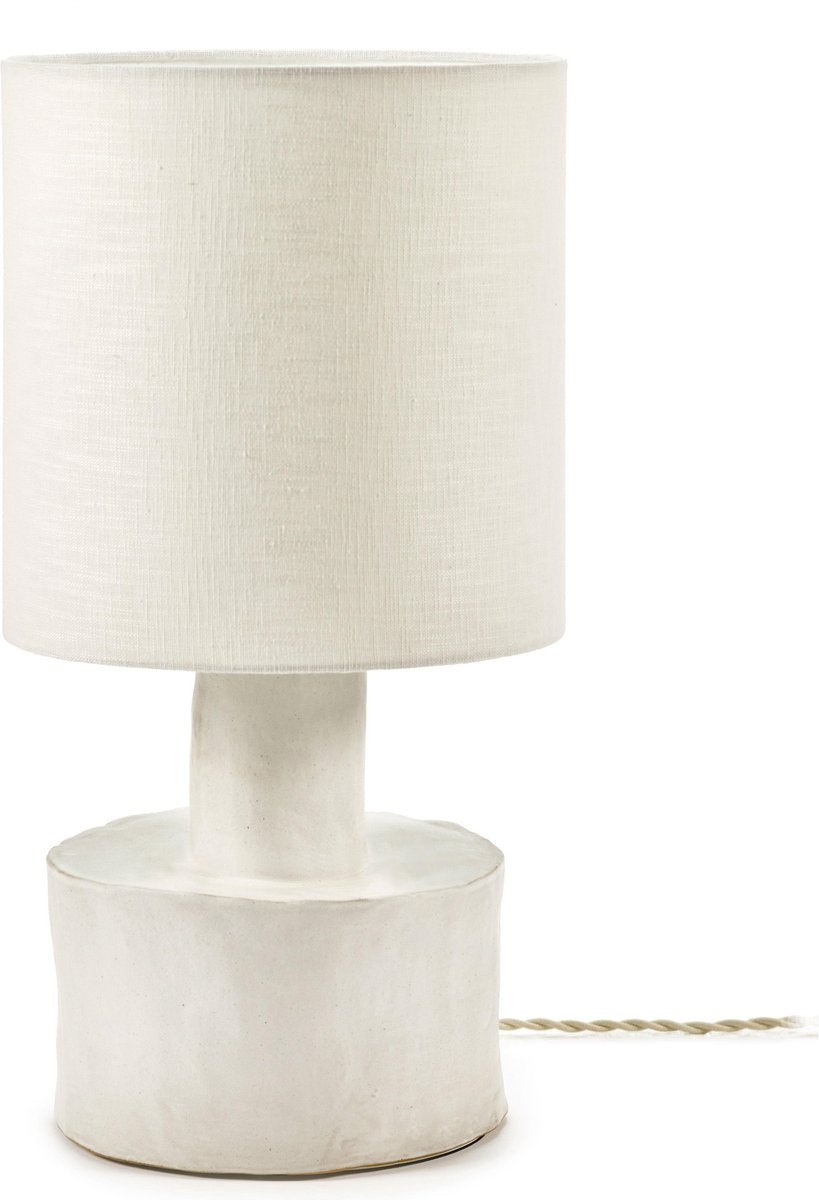 Serax Marie Michielssen Lampe de table Serax Catherine faïence blanc mat avec abat-jour en lin ø25 x 47cm