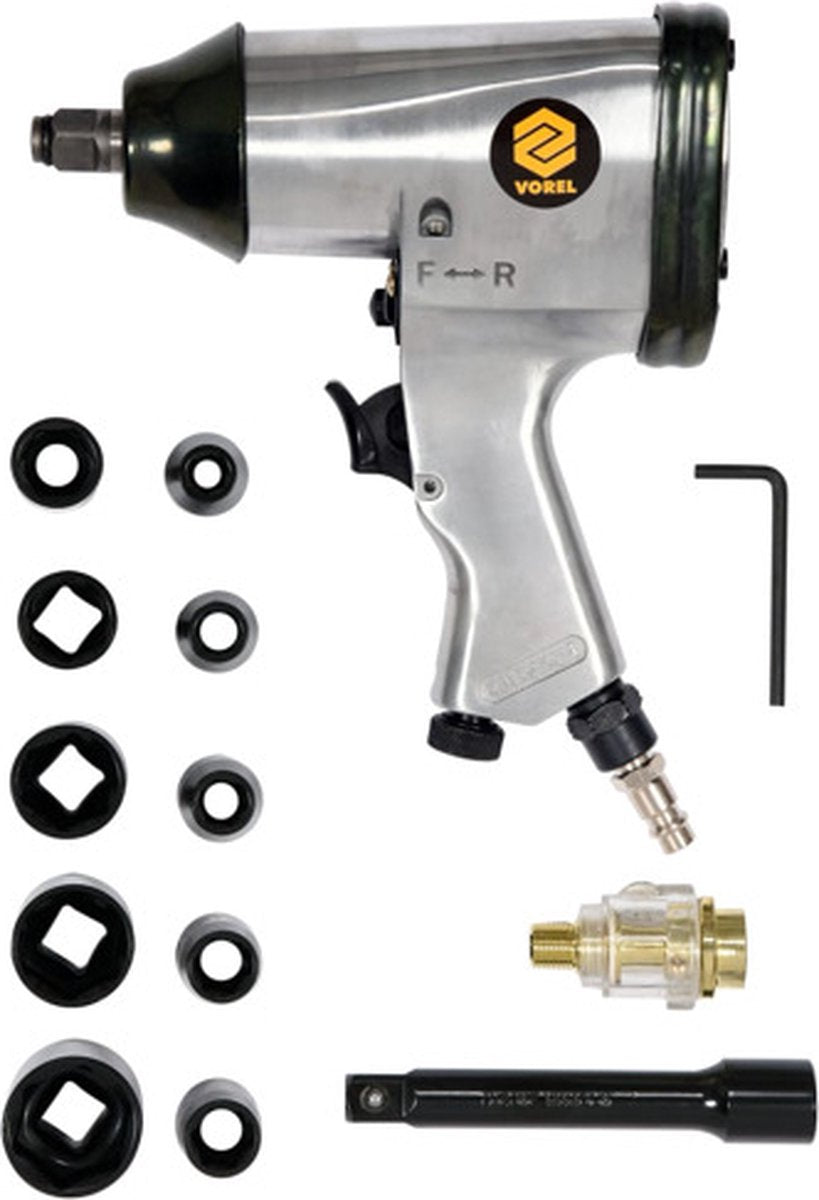 Vorel vidaxl ensemble d'accessoires pneumatiques 16 pièces 1 2''