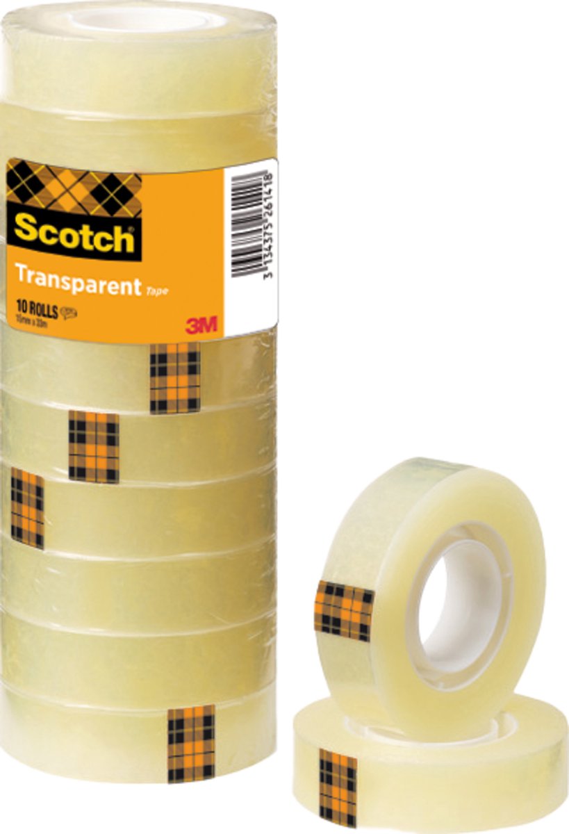 Ruban adhésif à usage général Scotch ®, transparent, tour, 15 mm x 33 m, tour de 10 rouleaux