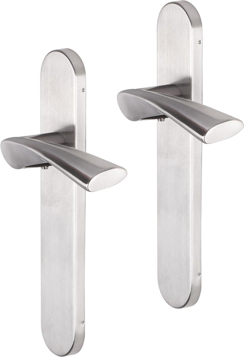 Poignée de porte Impresso - Wigston - pour l'intérieur - ovale - bouclier de porte - acier inoxydable - 2 pièces