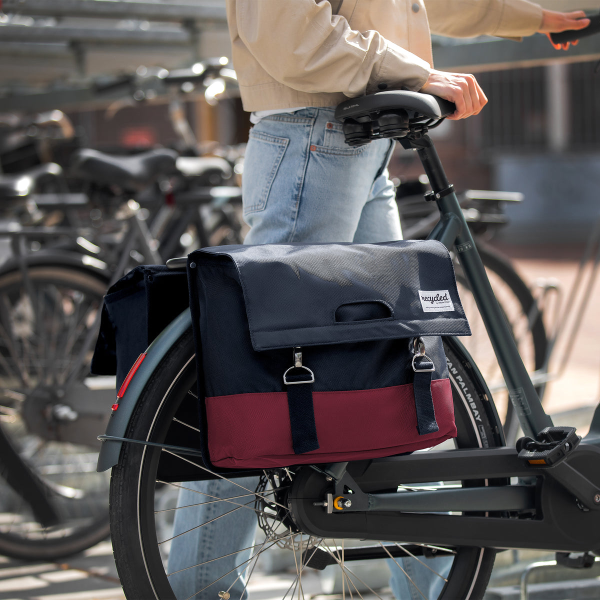 Sac à vélo à double épreuve urbaine 40L Green-gris