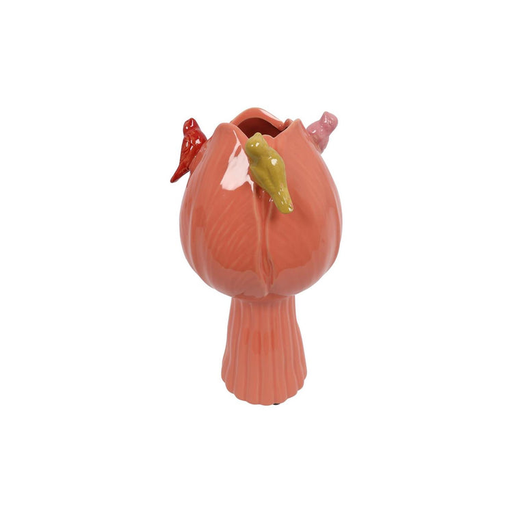 Countryfield vase tulipe avec oiseaux s rose foncé ø11cm