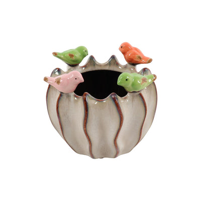 Countryfield pot de fleur oiseaux s marron 11x11x10.5cm
