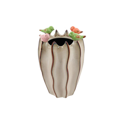 Countryfield vase oiseaux s marron 12x12x18cm