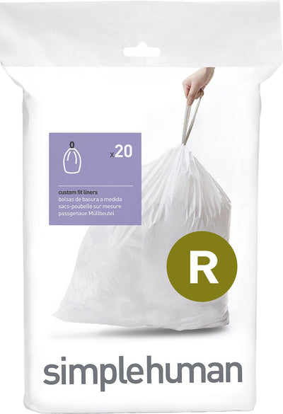 Sacs poubelle Simplehuman code r - 10 litres - 20 pièces - avec cordon de serrage - blanc