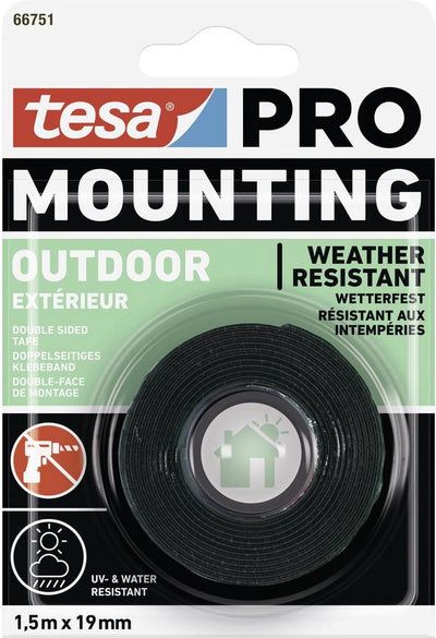 Tesa mount pro outdoor 66751-00000-00 ruban de montage transparent (L x l) 1,5 m x 19 mm 1 pièce(s)