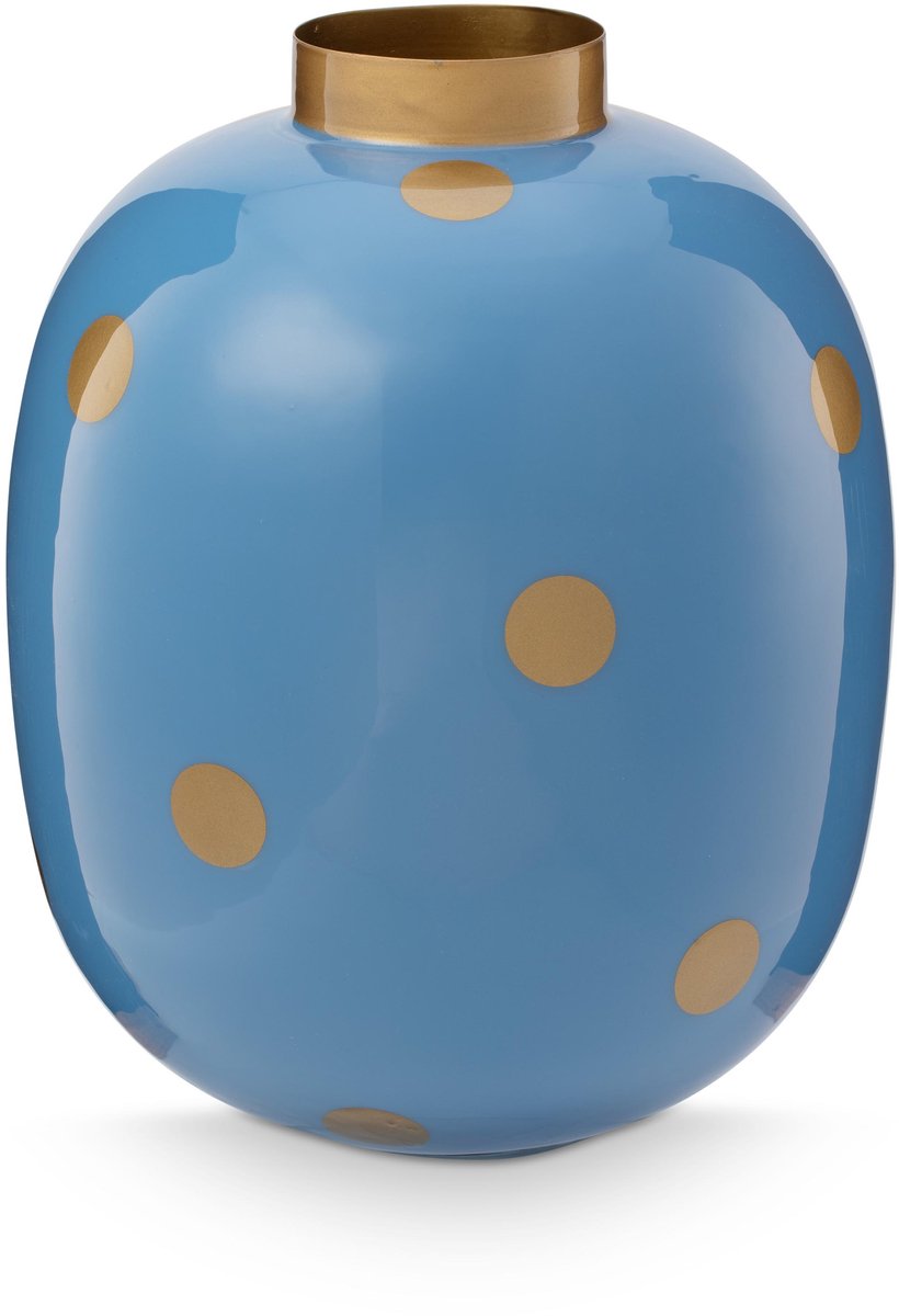 Pip studio vase dots - vase à fleurs en métal - or bleu - 32cm