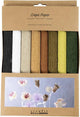 Papier crépon Creativ company, feuille 25x60 cm, taux de crêpe : 180%, 105 gr, naturel, 8 feuilles 1 boîte
