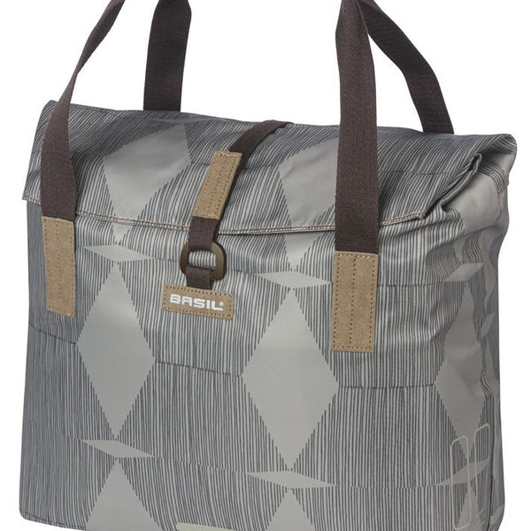 Basil Elegance Fietshopper, animal vert, repliement de retenue à l'eau, manège / bretelles à main / épaule, 20-26L, taupe