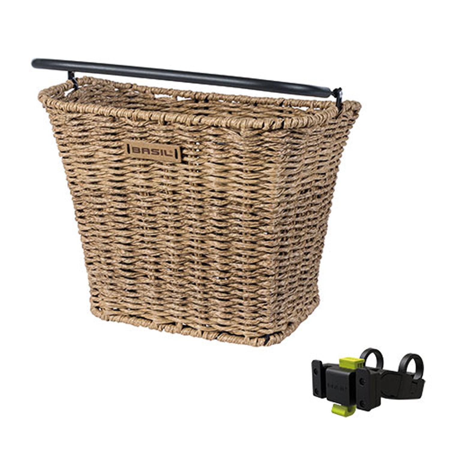 Basil Bremen Rattan Look KF - panier à vélo - avant - avec support de guidon Basil KF - marron clair