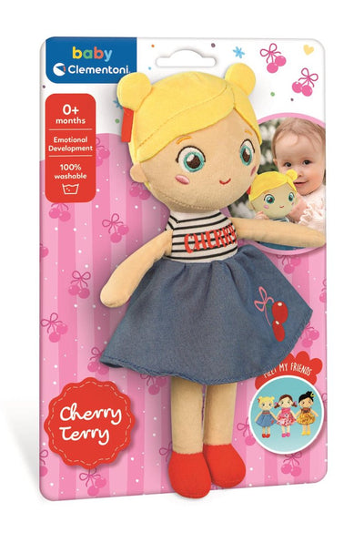 Clementoni bébé peluche douce poupée cerise éponge