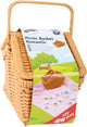 Petit panier de pique-nique en bois avec une vaisselle romantique, 30dlg.