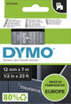 Étiquettes Dymo originales d1 | texte blanc sur étiquette transparente | 12 mm x 7 m | étiquettes autocollantes pour l'imprimante d'étiquettes Label Manager | fabriqué en europe