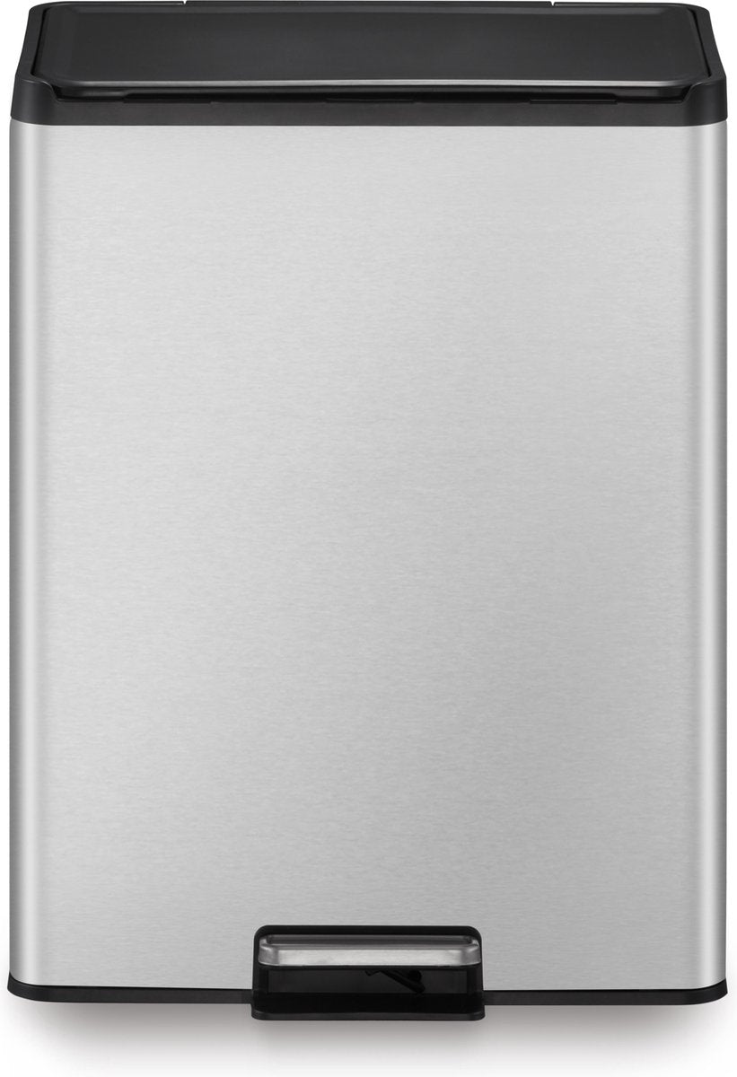 Eko eko poubelle à pédale essential 2x20 l couleur argent mat