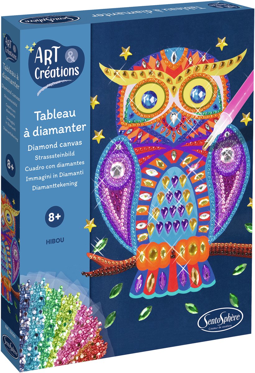 Sentosphère Kit de peinture diamant hibou - Jouets créatifs.