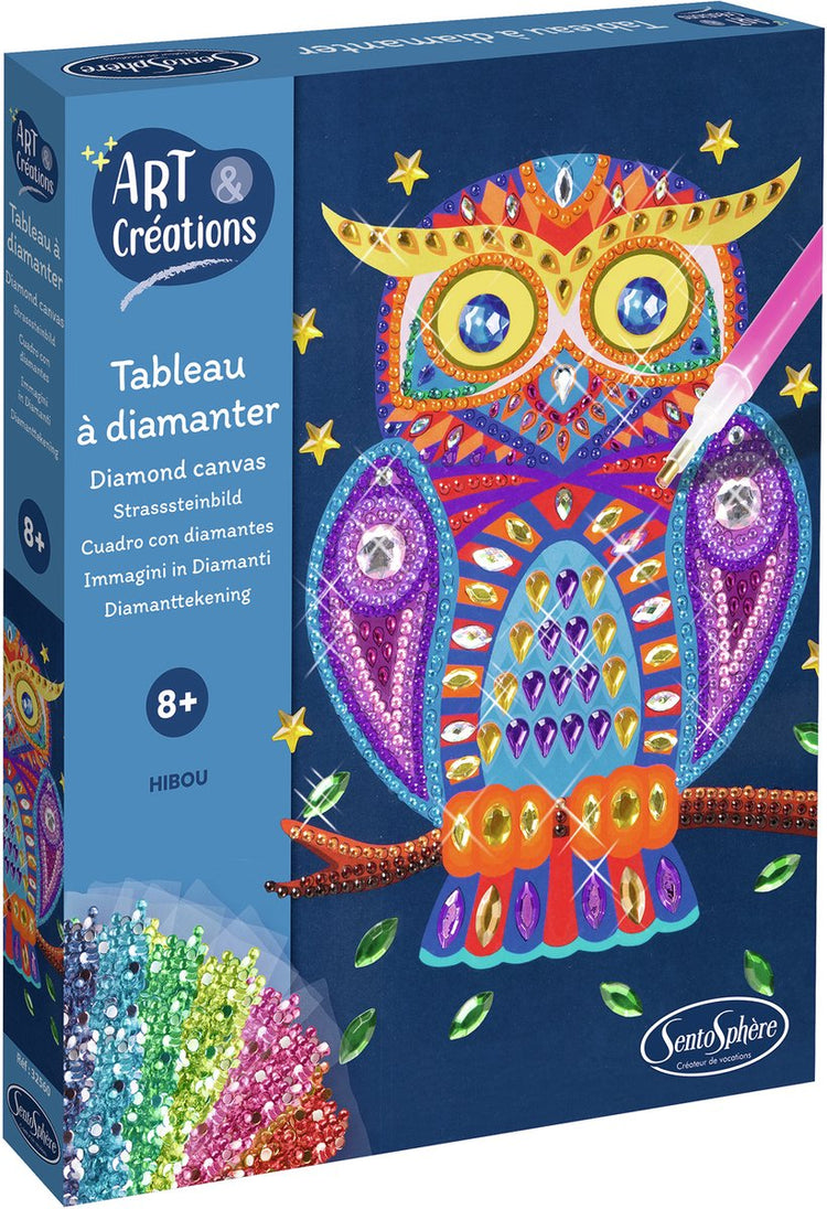 Sentosphère Kit de peinture diamant hibou - Jouets créatifs.