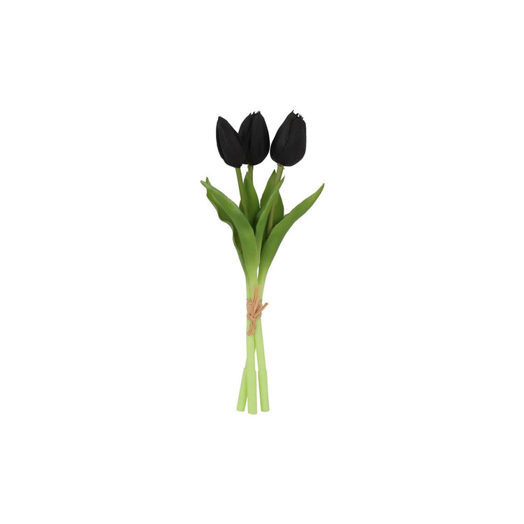 Countryfield bouquet de tulipes artificielles noires h29cm - 3 tiges