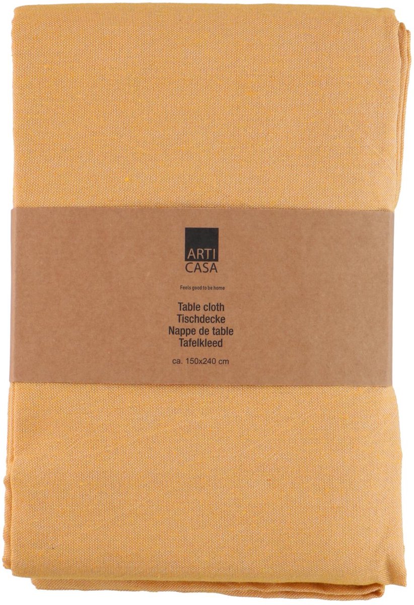 Nappe Arti casa 150x240 cm - nappe jaune unie - nappe pour table à manger - grande nappe pour décoration de table - jaune