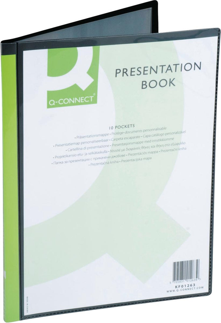 Q-connect show album personnalisable a4 10 sachets noir 12 pièces