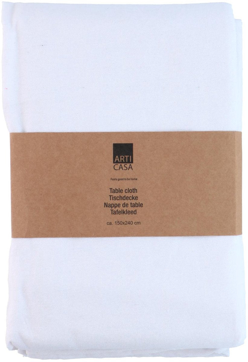 Nappe Arti casa 150x240 cm - nappe unie blanche - nappe pour table à manger - grande nappe pour décoration de table - blanc