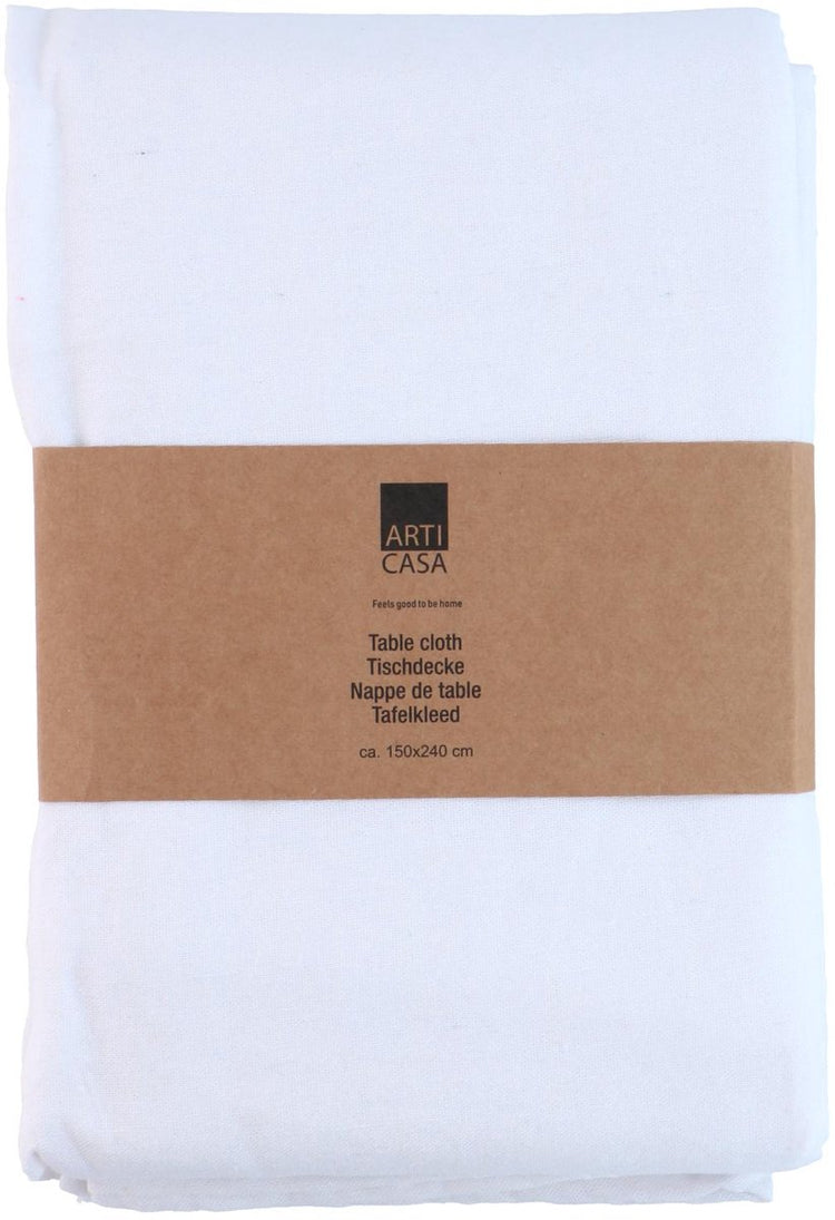 Nappe Arti casa 150x240 cm - nappe unie blanche - nappe pour table à manger - grande nappe pour décoration de table - blanc