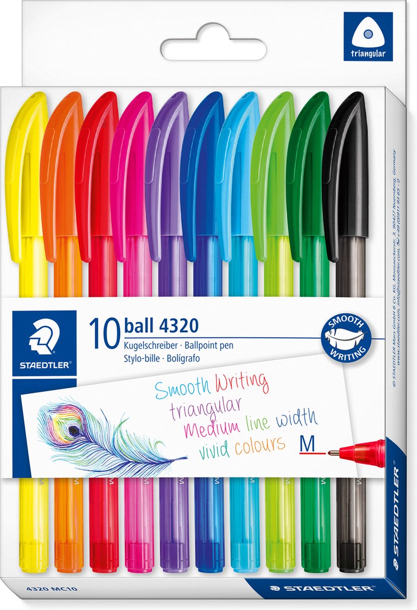 Staedtler ball stylo à bille triangulaire set 10 couleurs