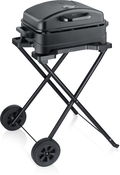 Barbecue extérieur électrique Severin pg 8598 – 2300w – revêtement céramique – 45x30 cm – avec trépied et couvercle – noir mat
