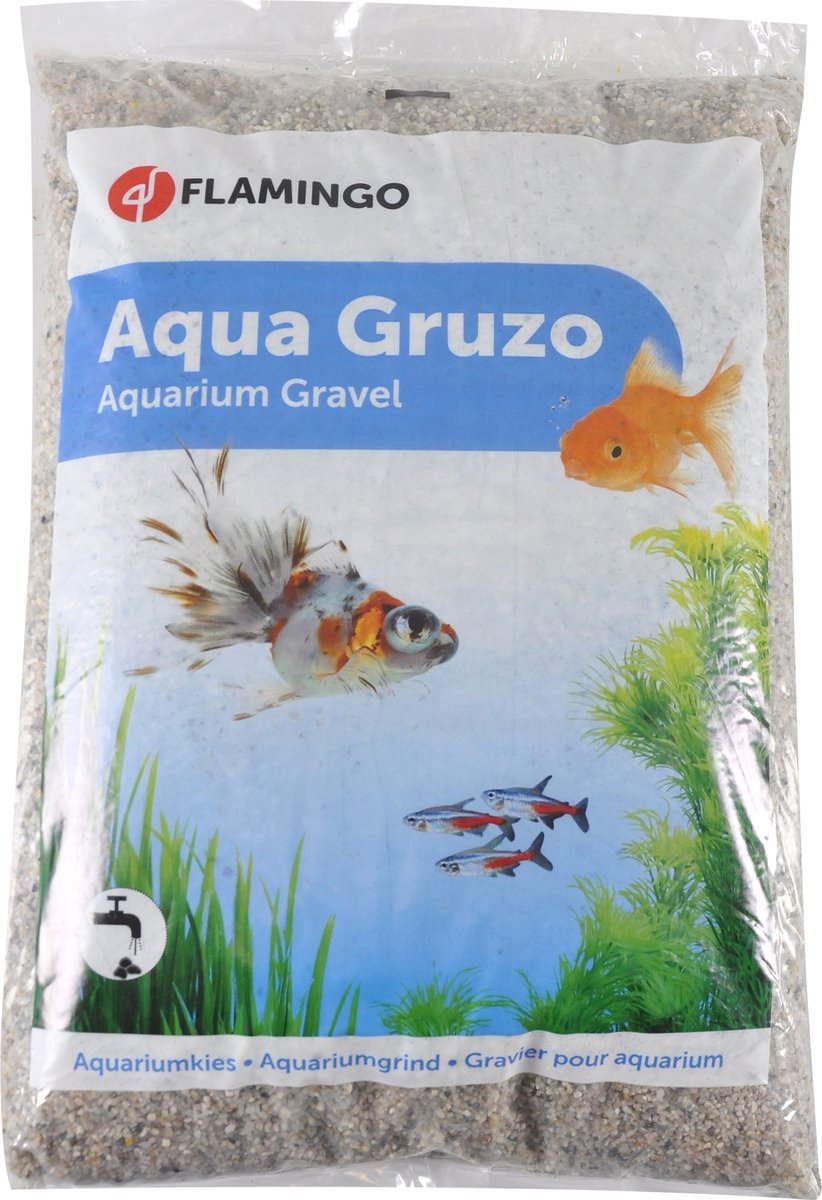 Flamingo aquarium – gravier gruzo fin – gravier d'aquarium – gravier fin pour aquarium – gris – 43x29x7 cm – 10 kg – prêt à l'emploi – qualité européenne