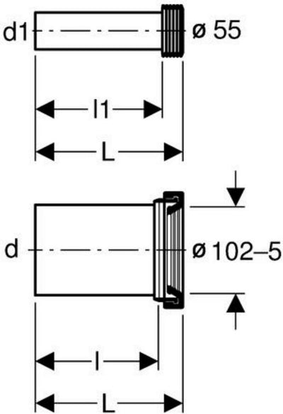 Kit de raccordement Geberit pe 185mm, évacuation 90mm, alimentation 45mm