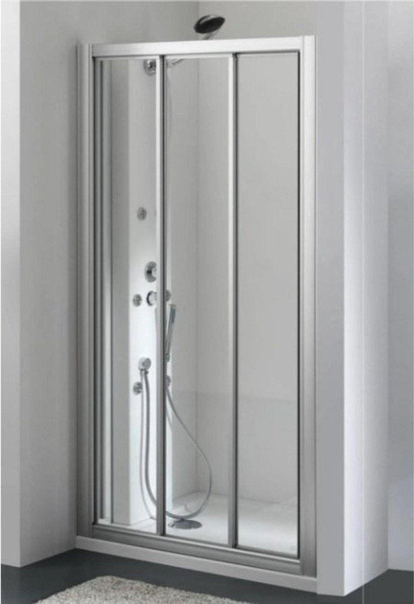 Porte coulissante économique Brandless sans marque plieger 90x185cm (réglable de 88 à 94cm) profilé aluminium et goutte verre acrylique