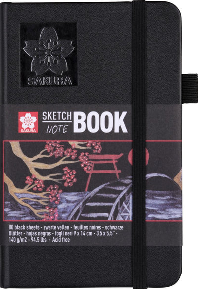Carnet de croquis Sakura 9 x 14 cm 80 pages papier noir 140g