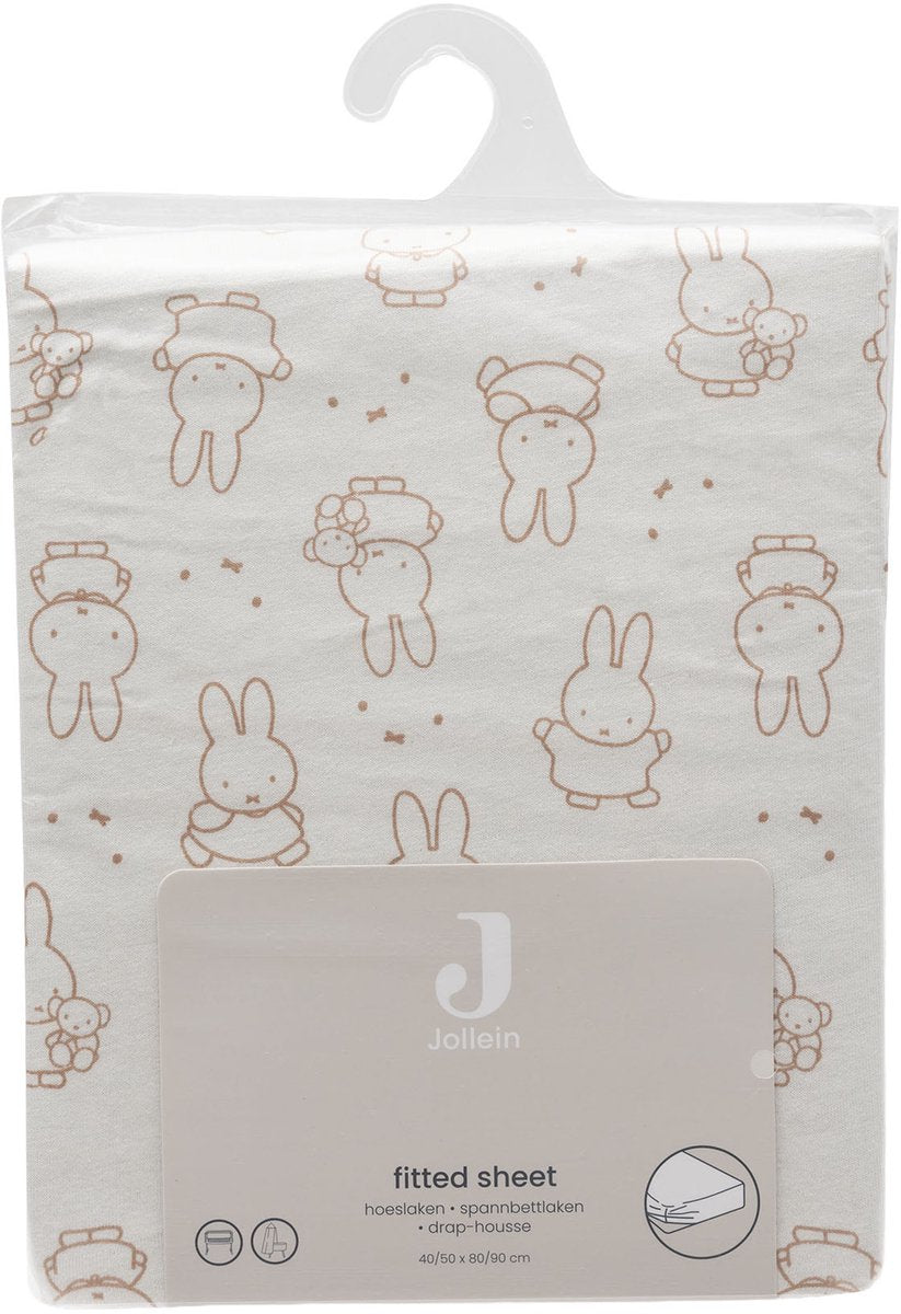 Jollein drap housse jersey 70 75x140 150cm miffy moments light terra