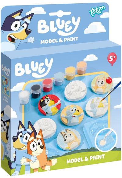 Totum bluey kit de bricolage figurines en plâtre moulage et peinture incl. bande de peinture 6 couleurs - bricolage jouets créatifs junior - astuce cadeau peinture modèle