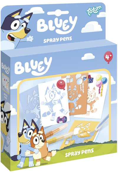 Totum bluey spray pen craft set - 3 stylos soufflants - 3 modèles et autocollants - fabrication de jouets à partir de 4 ans garçons filles junior