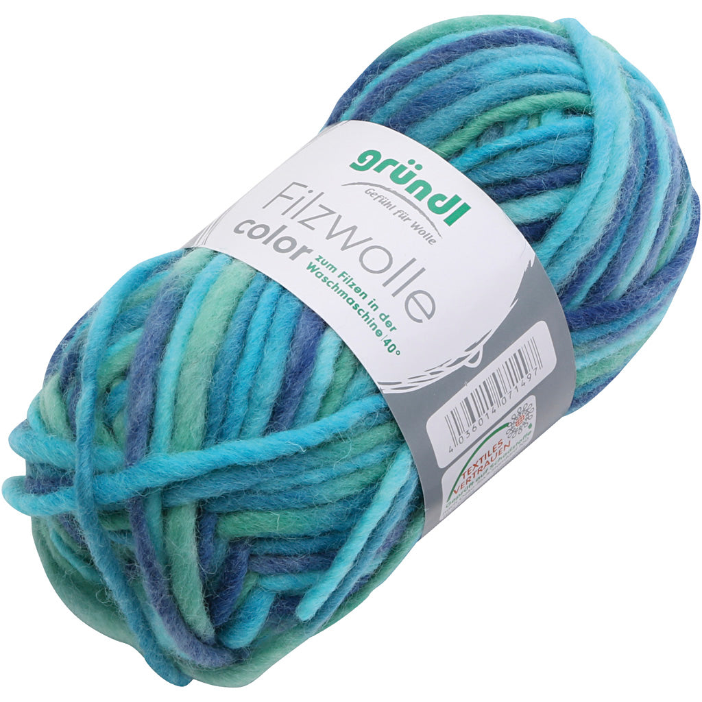 Fil de laine, bleu turquoise, 50 g 1 sphère