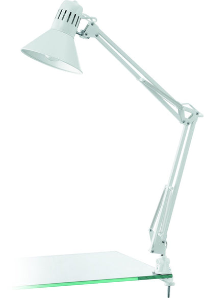 Lampe de table Eglo firmo - lampe à pince - E27 - 73 cm - blanc brillant