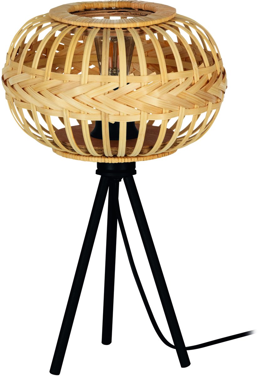 Lampe de table Eglo amsfield 1 - e27 - 41 cm - noir|bois