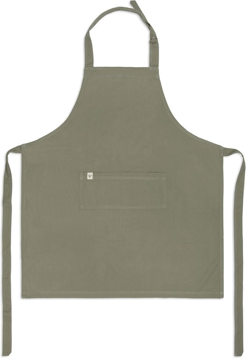 Tablier de cuisine Walra cuisiner avec bonheur - 75x90 - 100% coton - vert armée