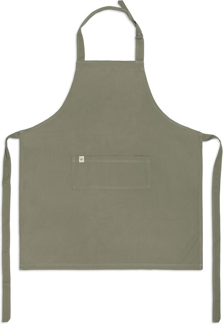 Tablier de cuisine Walra cuisiner avec bonheur - 75x90 - 100% coton - vert armée