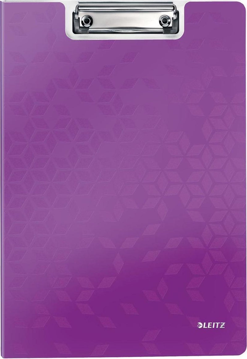 Porte-bloc A4 en plastique Leitz wow avec couvercle et pochette d'insertion - capacité jusqu'à 75 feuilles - violet