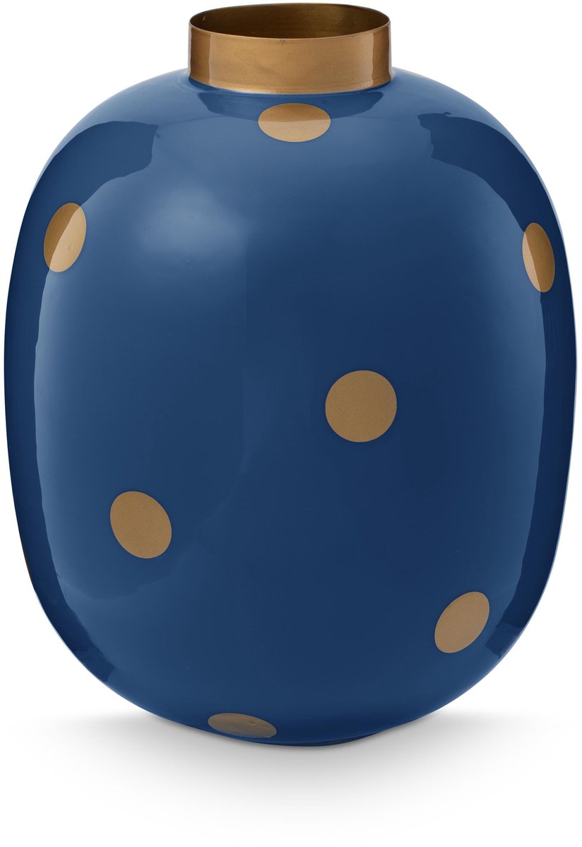 Pip studio vase dots - vase à fleurs en métal - or marine - 32cm