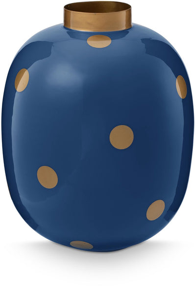 Pip studio vase dots - vase à fleurs en métal - or marine - 32cm