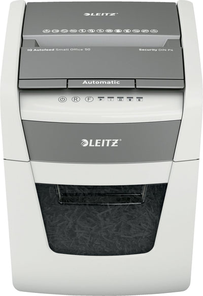 Destructeur de papier Leitz petit bureau 50 P4 IQ alimentation automatique EU blanc