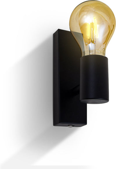 B.k.licht - applique - pour l'intérieur - lampe industrielle - noir - métal - barre rotative - spot mural - raccord E27
