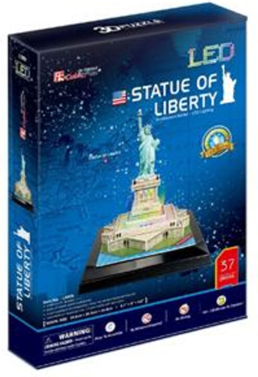 Puzzle 3D cubique amusant statue de la liberté + éclairage LED 37 pièces