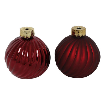 Countryfield Vase boule de Noël rayé verre rouge ø10cm