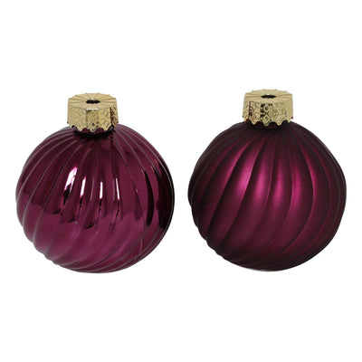 Countryfield Vase boule de Noël à rayures verre violet ø10cm