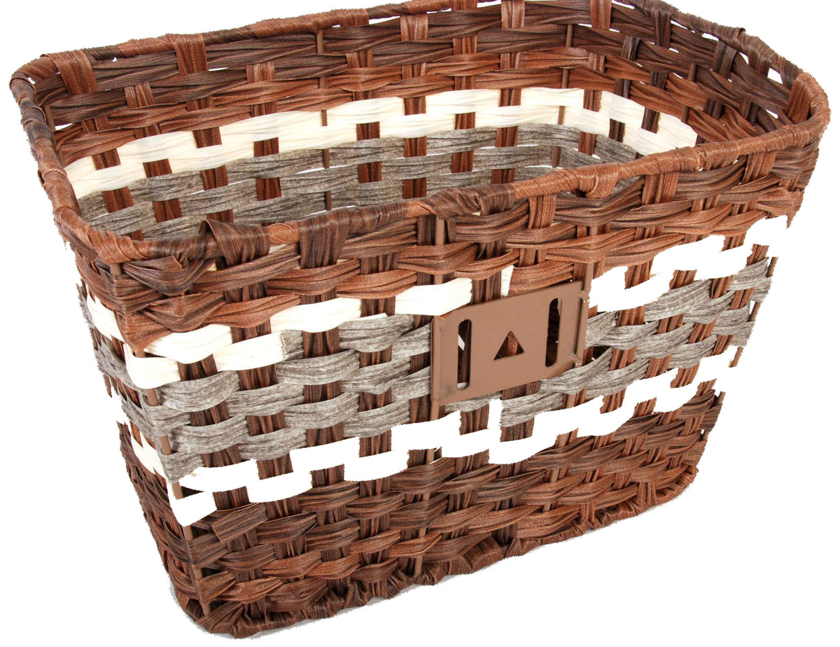 Panier de vélo en osier tressé Volare L 36 x 27 x 21cm - brun foncé